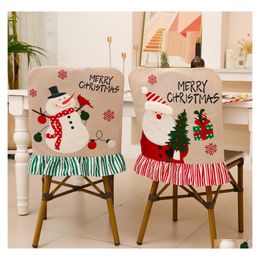 Kerstdecoraties Decoratiestoel ER Back Case Snowman Rendier Elk Table Houseware Party Gunst Xmas Supplies YFA3052 Drop Deli DHPG4