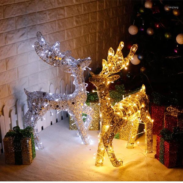 Décorations de Noël Décoration Cerf fait à la main en fer forgé Or Argent Brillant Lumineux Elk Bijoux Centre Commercial El Large