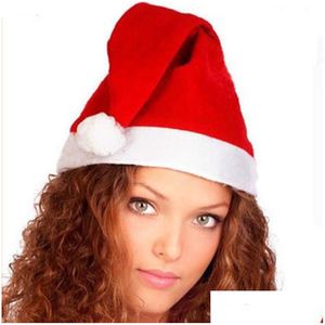 Décorations De Noël Décoration Chapeau En Peluche Père Noël Cosplay Chapeaux Enfants Décor Casquettes Adt Rouge Épaissir Cap Festival Fête Fournitures Dhovy