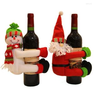 Adornos navideños Decoración Cubiertas de botellas de vino tinto Santa Claus Muñeco de nieve Mini juguete Titular pequeño Fiesta de cena en casa o Decoración de mesa de regalo
