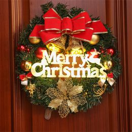 Decoraciones navideñas Decoración Año Navidad Feliz LED Letra Signo Iluminado Adorno colgante para árbol Puerta delantera Noel 221125