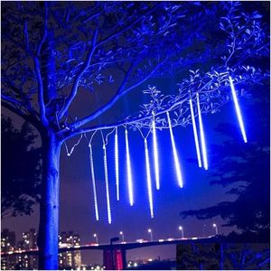 Décorations de Noël Décorations Éclairage extérieur étanche 30 50 cm Tubes de pluie de pluie de météores LED Guirlande lumineuse de Noël 110 V 220 V Fo Dh9I2