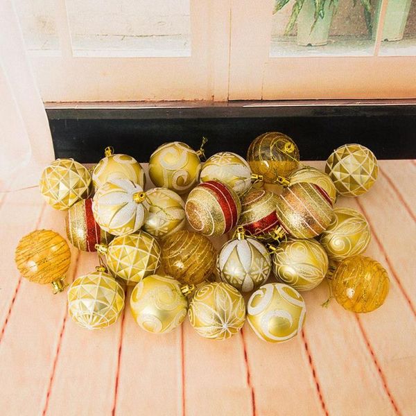 Décorations de Noël Boules Décoratives Plastique Fournitures de Fête Translucide-Doré 24 Seau Argent Bleu 6cm 24pcs Goden-Rouge