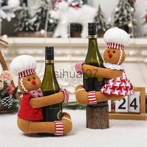 Kerstversiering Decoratieve decoraties voor druivenwijnflessen katoen peperkoek mensen zacht comfortabel en schattig ontwerp huidvriendelijk wijnrek x1020