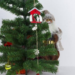 Kerstdecoraties Decoratief hangend ornament houten sneeuwvlok patroon bord cabinevorm hanger1