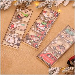 Décorations de Noël Produits décoratifs Dessin animé Père Noël Combinaison Pendentif en bois Accessoires d'arbre de voiture Livraison directe Accueil Gar Dhoyy