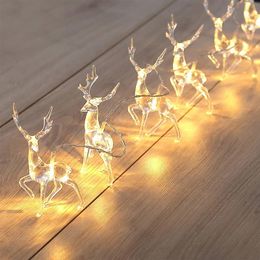 Décorations de Noël Cerf LED guirlande lumineuse renne 5 V 1.5 m 10 LED à piles décoration intérieure pour vacances fête de Noël cadeau de Noël 231207