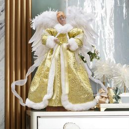 Kerstdecoraties delicate gloeiende engelboomtopper met witte vleugels goud voor bruiloft verjaardagsfeestje navidad