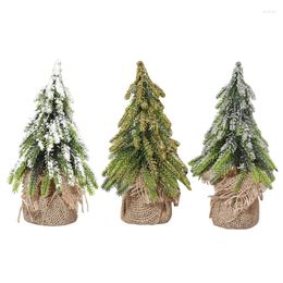 Décorations de noël bureau Miniature neige pin arbre Mini arbres avec toile de jute Base Table décor hiver maison M6CE