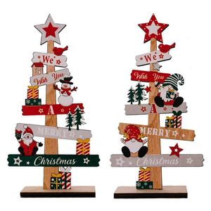 Décorations de Noël Arbre de bureau Père Noël DIY Décoration Panneaux en bois Plaque Noël 2023 Ans Cadeaux de fête 230919