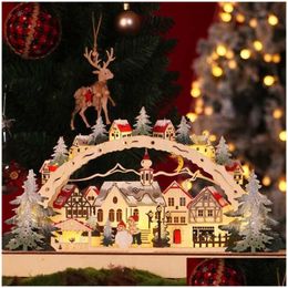 Kerstversiering Desktop Houten Ornamenten Led Licht Lichtgevend Kerst Dorp Woondecoratie P0828 Drop Levering Tuin Feestelijke Pa Dhd5E