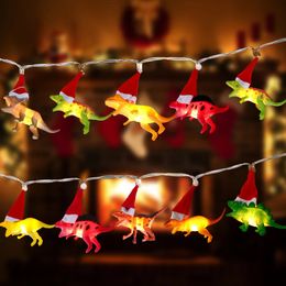 Decoraciones navideñas Dinosaurio Cadena de luz Feliz para el hogar 2023 Navidad Decoración Kerst Noel Adornos para árboles de Navidad Suministros natales 231109