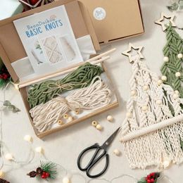 Décorations de Noël DIY Cadeau de Noël Kit de macramé d'arbre de Noël Corde de coton tissée à la main Paquet de matériel d'arbre de Noël Cadeau d'année créatif pour les enfants 231121