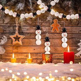 Decoraciones navideñas DIY Navidad Muñeco de nieve Cuentas de madera Adornos colgantes de invierno Guirnalda Decoración de fiesta Manualidades colgantes Pulsera Accesorios de joyería 231113