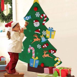 Kerstdecoraties Diy vilt boom voor kinderen met glitter ornamenten Xmas cadeaus deur muur hangen