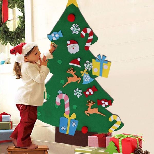 Décorations de Noël DIY Feutre Arbre Pour Enfants Avec Des Ornements De Paillettes Cadeaux De Noël Porte Tenture Murale