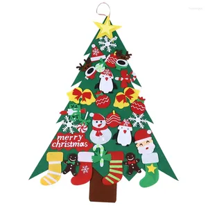 Décorations de Noël DIY Kit d'arbre en feutre pour enfants avec ornements détachables Tenture murale Décoration de porte de maison pour tout-petits
