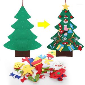 Décorations de noël bricolage arbre en feutre avec cadeaux d'année-lumière, jouets pour enfants, ornements muraux artificiels suspendus, décoration pour la maison