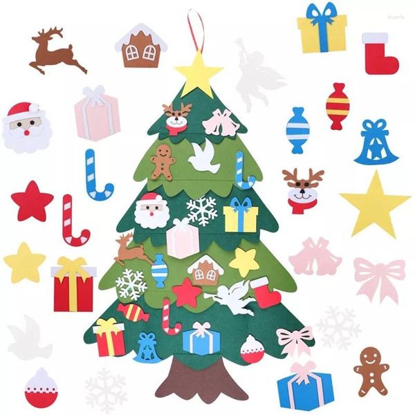 Décorations de Noël DIY Arbre en feutre Cadeaux de l'année Jouets pour enfants pour porte murale suspendue Décoration de fête à la maison