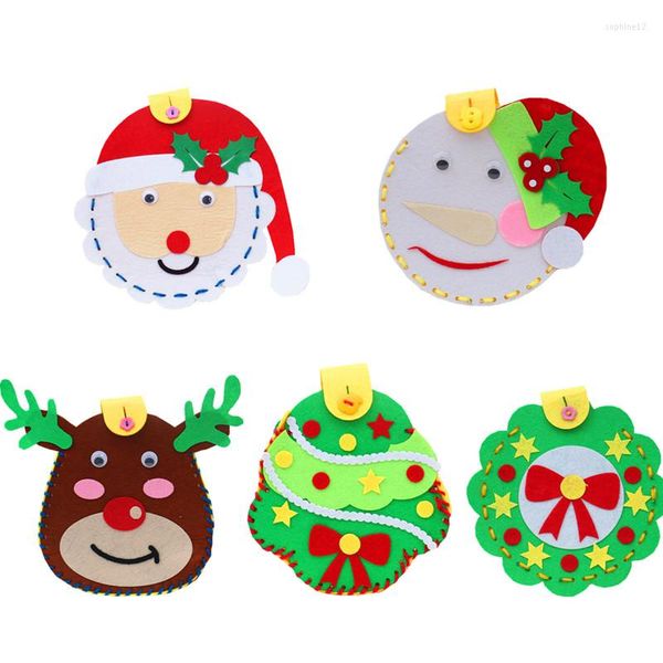 Adornos navideños DIY Bolsa de regalo Rompecabezas hecho a mano para niños Regalos de jardín de infantes