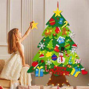 Décorations de Noël DIY Joyeux Arbre Feutre Accueil Père Noël Noël 21 Ans Eve 22 Noël Enfants Cadeaux Navidad Ornements325O