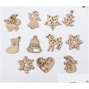 Décorations De Noël Diy Naturel Puce En Bois Arbre Suspendu Ornements Pendentif Enfants Cadeaux Bonhomme De Neige Forme Xmas Drop Delivery Home Garden Dhme3