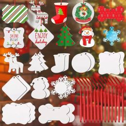 Kerstdecoraties Diy sublimatie lege platen hangers kerstmdf ornamenten hartvorm warmteoverdracht witte spaties Xmas boom decor