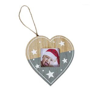 Décorations De Noël DIY En Bois Po Cadre Pendentif Arbre / Étoile / Coeur Contraste Couleur Évider Ornement Suspendu Décoration De Fête À La Maison Avec R1