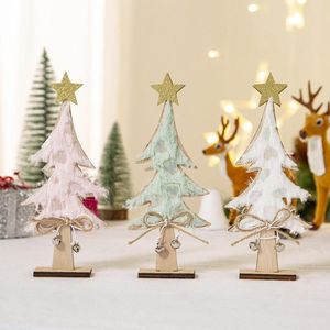 Kerstdecoraties Diy houten boomdecoratie 2022 Arbol de Navidad mini -ster Xmas Trees Crafts Crafts Bow Shop Bar Raam ornamenten