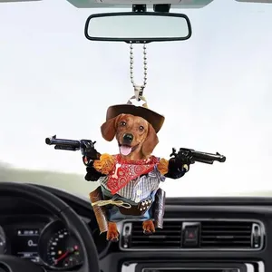 Décorations de Noël Chien Suspendu Ornement Mignon Drôle Dessin Animé Pendentif Porte-clés Animal Voiture Rétroviseur Sac À Dos Accessoires