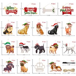 Decoraciones navideñas Adornos para árboles de perros Merry Woofmas Happy Pawlidays Treats from Santa Paws Sign Wooden Diy Puppy Paw And Holly Berr Amwe3