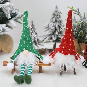 Kerstdecoraties Pop Led met lichte gezichtsloze oude man hanger lange benen breien niet-geweven stof gemakkelijk te gebruiken rood ornamentfeestje