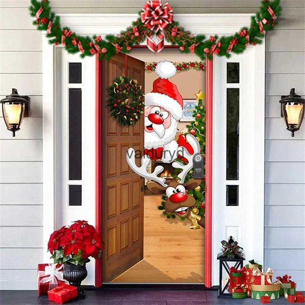 Décorations de Noël, décoration de porte, couverture en tissu suspendue, bannière d'arrière-plan de noël pour fête du nouvel an 2024, décoration de maison