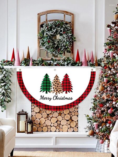 Decoraciones navideñas Colgador de puerta Bandera colgante Suministros para fiestas 45 x 90 cm Tela de poliéster Diseño liviano de doble cara Ventilador de decoración navideña