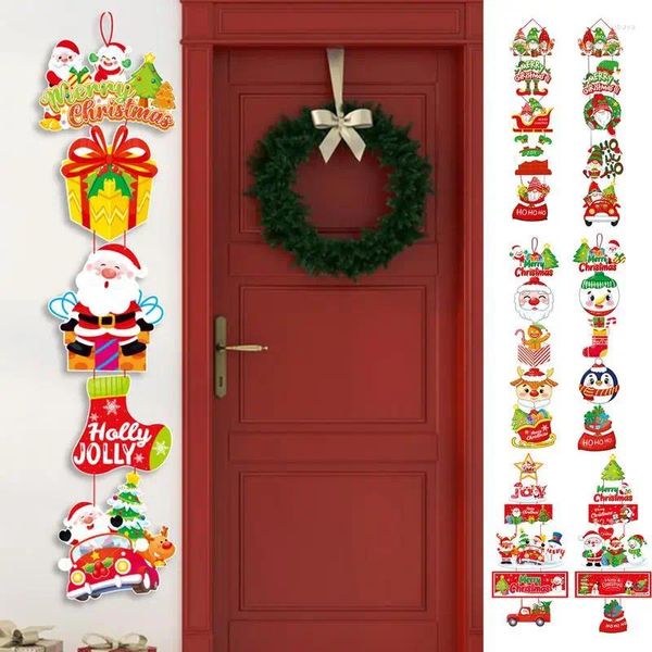 Décorations de Noël panneaux de panneaux de porte pour porche coloré de fenêtre rustique de la fenêtre avant de cheminée de cheminée