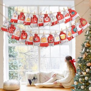Kerstversiering Kalendertas met trekkoord Diy Pack Aftellen naar feestelijke geschenkzakjes met voor de advent