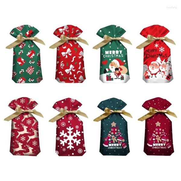Bolsas de regalo con cordón para decoraciones navideñas, embalaje para Festival de cumpleaños de Papá Noel, 50 Uds.