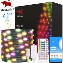 Decoraciones navideñas Dreamcolor Lights Colorful LED String Lighting WS2812B Módulo RGBIC direccionable USB WS2812 Controlador de música DC5V 231026