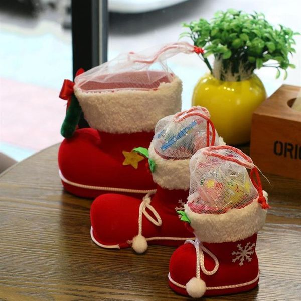 Décorations de Noël Robe Chaussette Botte Grand Mignon Père Noël Cadeau Bonbons Sacs Intérieur Arbre De Noël Décor Année Gifts1257M