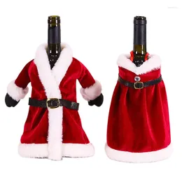 Decoraciones navideñas para vestido, funda para botella de vino, ropa de Navidad, decoración de falda, bolsa de almacenamiento de champán, mesa de cena, decoración del hogar