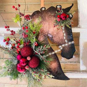 Kerstdecoraties Dressuur Trojan paardenhoofdhanger krans Kinderspeelgoed voor Chirstmas Tree Hangende hangers#G4