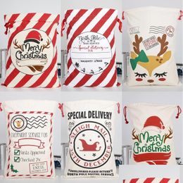 Décorations De Noël Dstring Sacs-cadeaux Nouveau Heavy Santa Toile Claus Sac Pour Enfants Xmas Drop Delivery Home Garden Festive Party Suppl Dhfr3