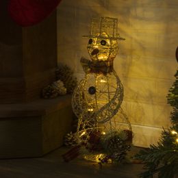 Décorations de Noël DUTRIEUX 9" x 8" x 18" Décoration de vacances en fil d'or bonhomme de neige avec lumières LED décorations de Noël 230825