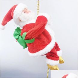 Decoraciones navideñas Escalera de escalada eléctrica Adorno de estatuilla de Papá Noel Subir las cuentas y bajar repetidamente Regalo de juguete para niños Dhyia