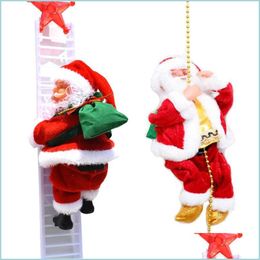 Decoraciones navideñas Eléctrica Santa Claus Subir Escalera Escalada Juguete Fiesta en casa Decoración Batería Juguetes de Navidad Entrega de la gota Jardín Dhjno