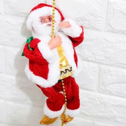 Decoraciones navideñas Escalera eléctrica de cuerda de escalada de Papá Noel con música Juguetes musicales para árbol Decoración del hogar Regalos para niños y niñas 231013