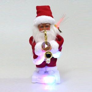 Kerstdecoraties Elektrische kerstman met muziekinstrument muziek pluche poppen decoratie ornamenten kinderen speelgoed geschenken snelle levering