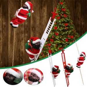 Decoraciones navideñas Electric Santa Claus escalera escalera de peluche muñeca de juguete con música regal de decoración navideña para niños adornos de Navidad 220921