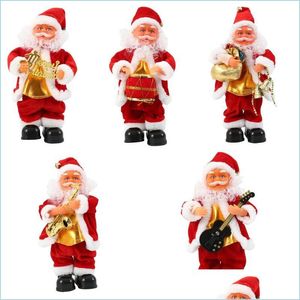 Décorations De Noël Électrique Père Noël Noël Chant Danse Saxophone Poupée Jouet Enfants Nouvel An Cadeau Maison Ornement De Bureau Drop Del Dhcke
