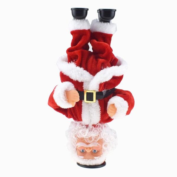 Adornos navideños Juguete eléctrico de Papá Noel Invertido Giratorio Baile musical Muñeco de peluche Adorno para la oficina o la familia ExceptionalChristm